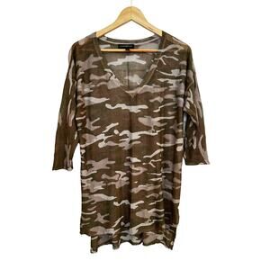 Lane Bryant Women's Plus Size Camo Sheer V-Neck Tunic 3/4 Sleeve Top 14/16